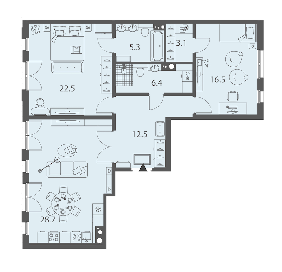 2-комнатная квартира 95 м², 2/10 эт., ЖК «DOMINO Premium»
